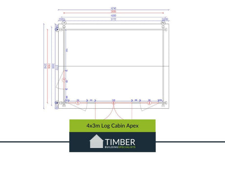 4x3m Apex Log Cabin 34mm - Managers Special - Timber Building Specialists