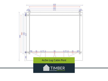 4x3m Pent Log Cabin 34mm - Managers Special - Timber Building Specialists