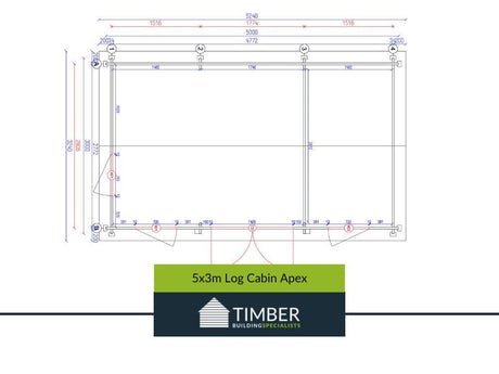 5x3m Apex Log Cabin 34mm - Managers Special - Timber Building Specialists