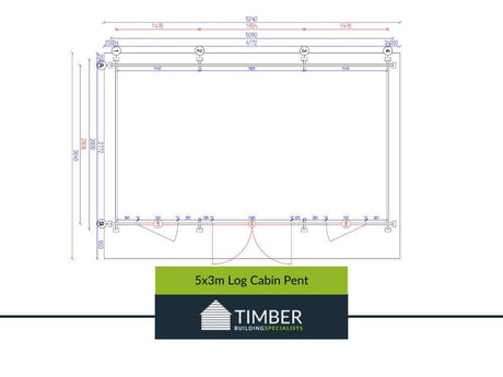 5x3m Pent Log Cabin 34mm - Managers Special - Timber Building Specialists