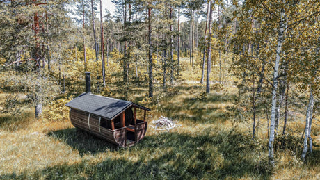 LAHTI Barrel Sauna + Roof | 4.0x2.0m - Timber Building Specialists