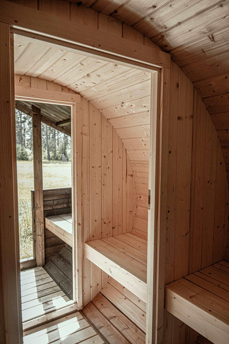 LAHTI Barrel Sauna + Roof | 4.0x2.0m - Timber Building Specialists