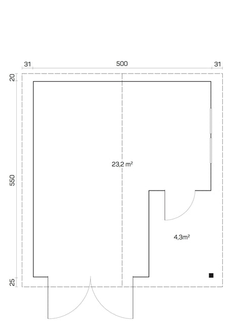 OULU Log Cabin Garage | 5.2x5.7m - Timber Building Specialists